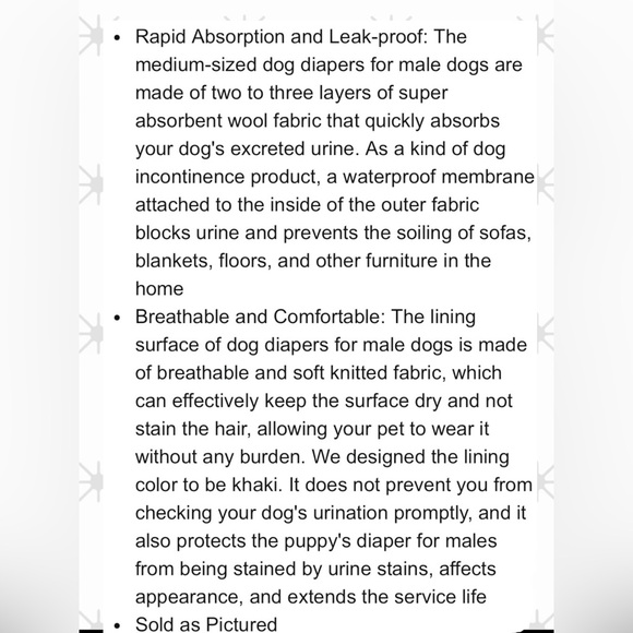 Grecle, Set of 4 Dog Diapers Male, Premium Belly Bands for Male Dogs, SZ Medium - Picture 4 of 8